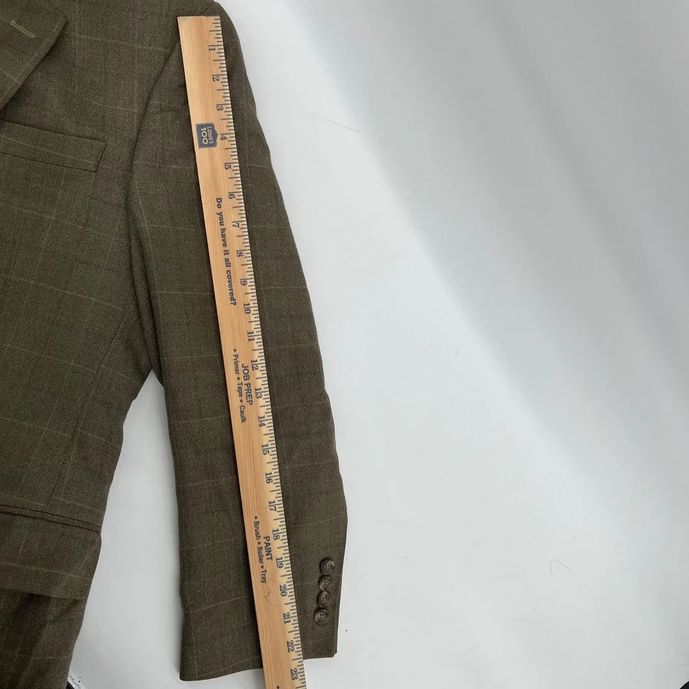Jos A‎ Bank 39R Blazer Mens Brown Plaid Silk Wool Blend Sport Coat 2 Button